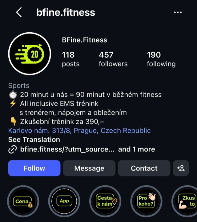 Instagram profile @bfine.fitness